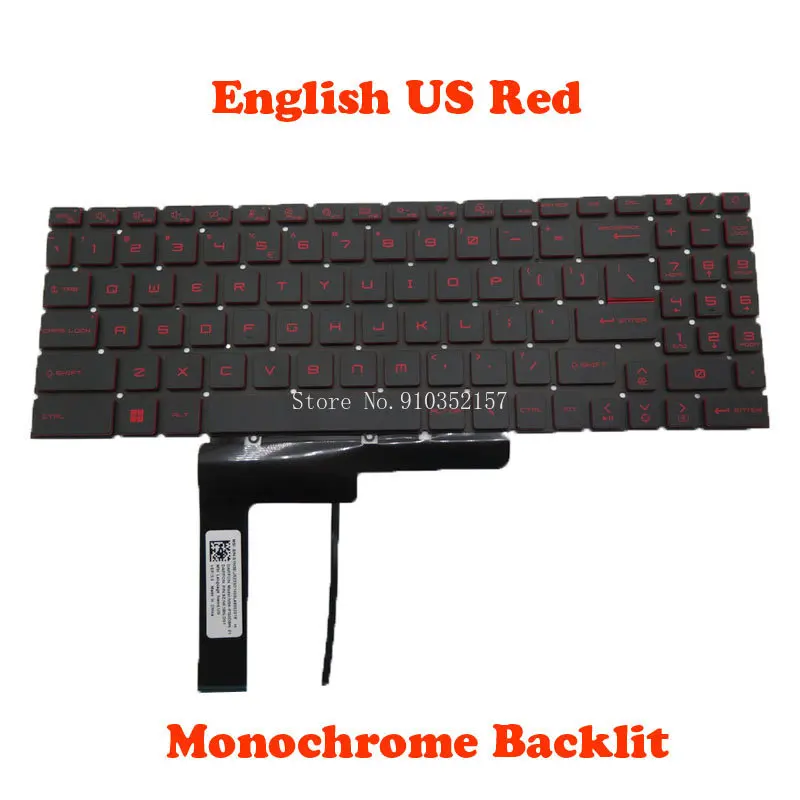 Teclado retroiluminado GL66 GL76 para MSI Pulse GL66-11U 11UCK 11UDK 11UEK 11UGKV GL76-11U 11UCK 11UDK/UEK 12U 12UEK 12UGK inglés EE. UU.