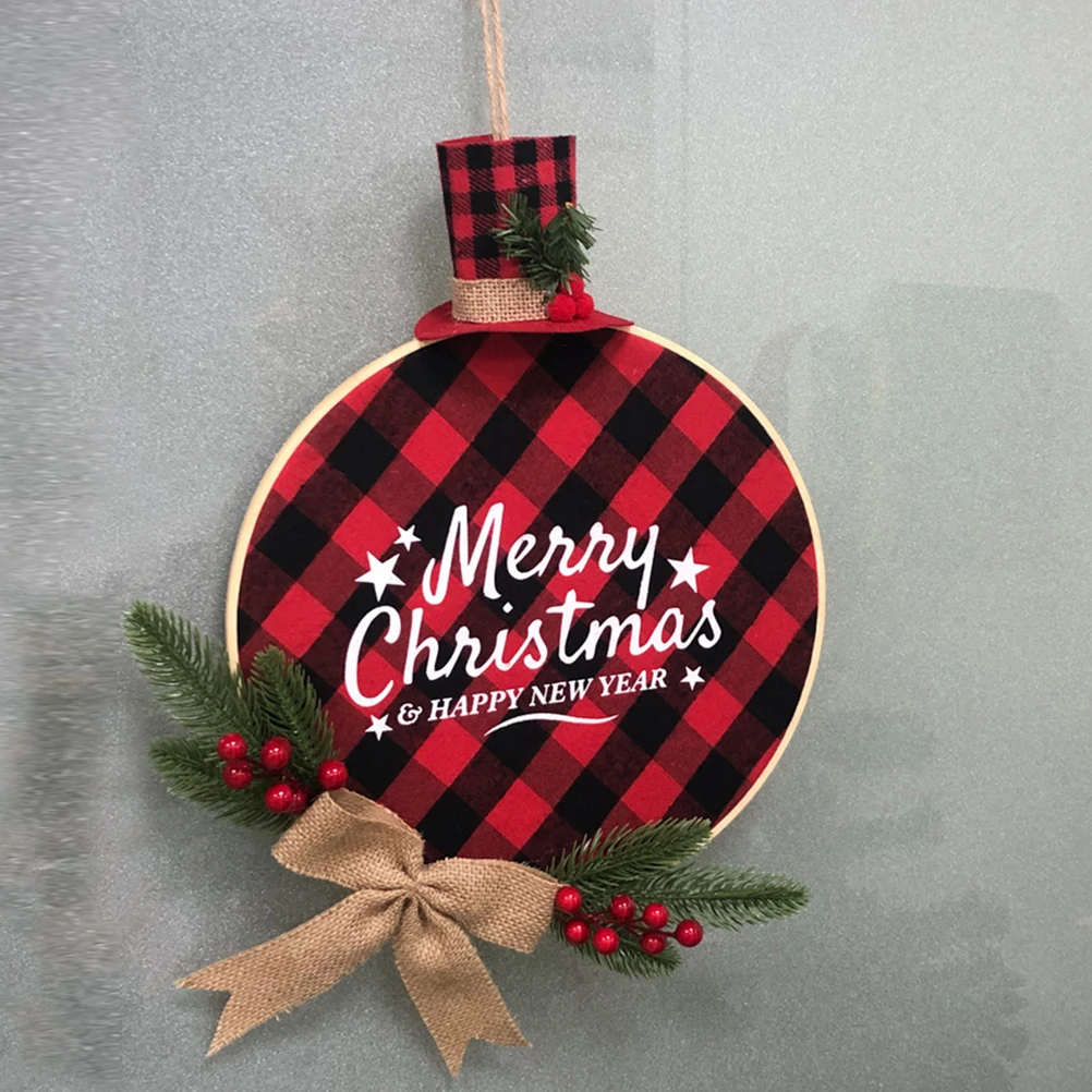 

Christmas Wreath Pendant Wreaths Welcome Board Hanging Sign Door Pendants Tree Props Fake Plant