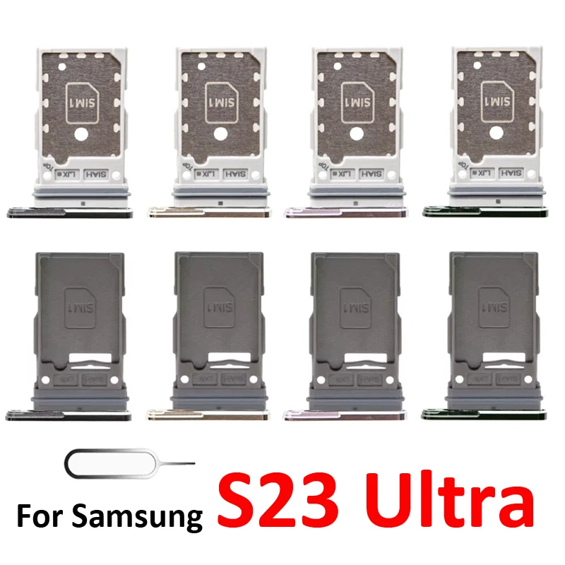 For Samsung Galaxy S23 Ultra S918 S918B Phone New Housing Chip SIM Card Tray Slot Holder Pocket Parts Single Dual SIM Black