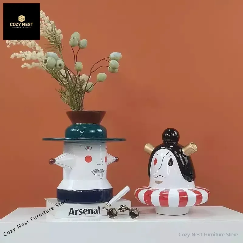 Abstraction Modern Character Modeling Art Figurines Ceramic Luxury Desktop Ornament Living Room Decoration Crafts Accessories