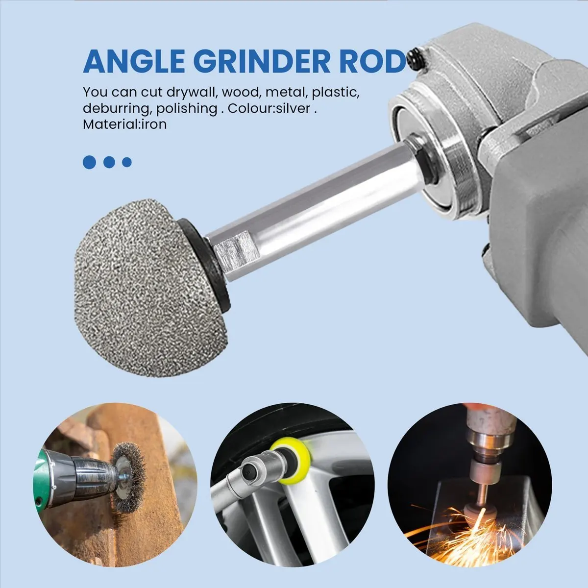 【STABLE QUALITY】Angle Grinder Extension Connecting Rod,M10 Thread Rotary Polisher Extension Shaft with 4Pcs Flange Lock Nut