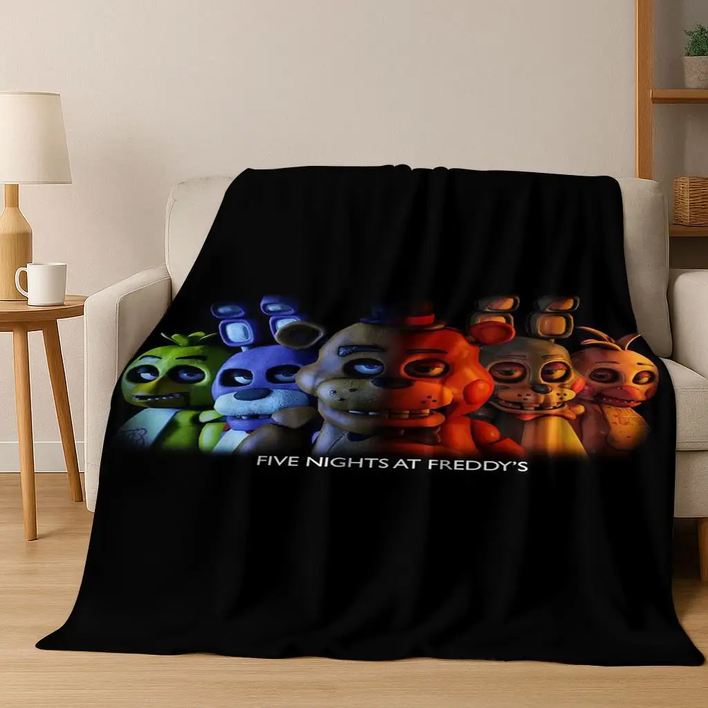 3D-Spiel F-FNAF Freddy Cartoon-Flanelldecke für Bett, Schlafzimmer, Wohnzimmer, weiche, warme Überwurfdecke, Camping, Picknick, Geschenk für Kinder