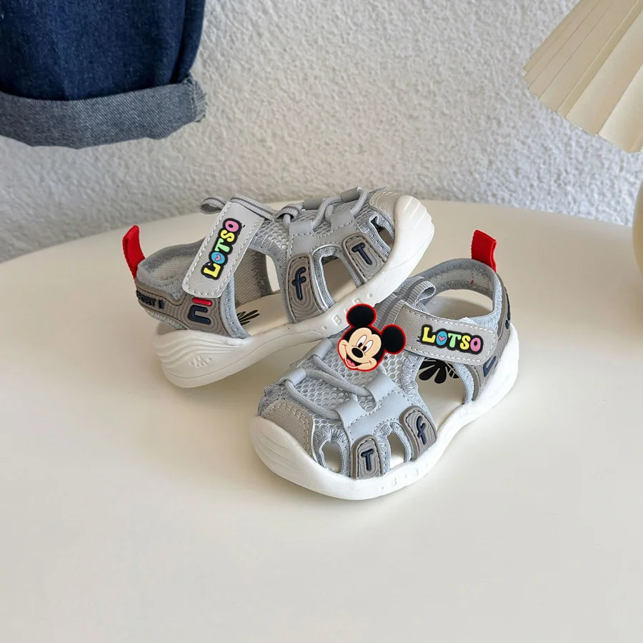 

Детские сандалии Disney с Микки Маусом и Минни, новинка лета 2026, сандалии Baotou с героями мультфильмов, модная функциональная обувь для мальчиков, пляжная обувь