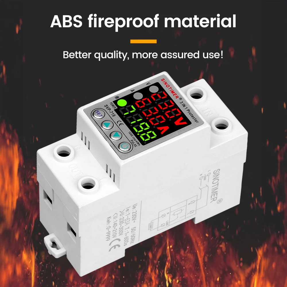 AC 220V 40A/63A Voltage Current Meter Intelligent Over And Under Voltage Protector Volt-Ammeter for Factory Laboratory