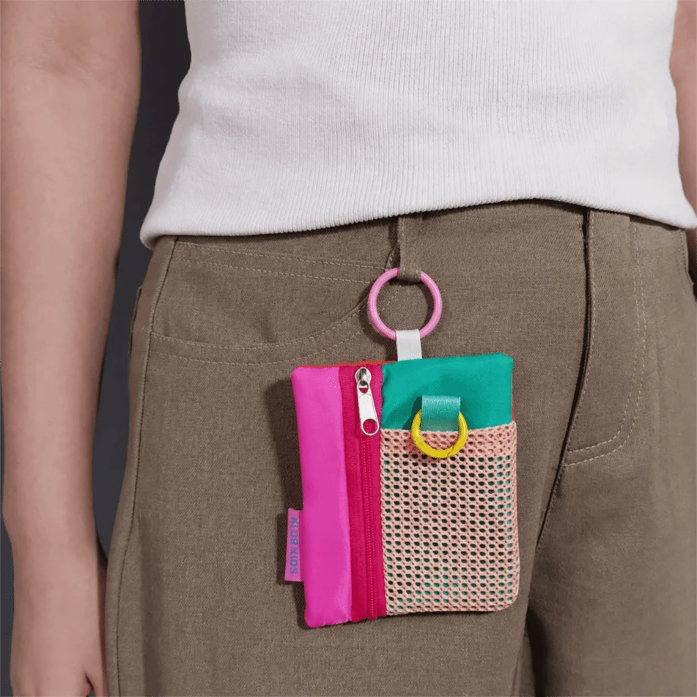 New Contrasting Mesh Cosmetic Bag Zipper Portable Storage Pouch Lightweight Card Bag for Commute Travel Use