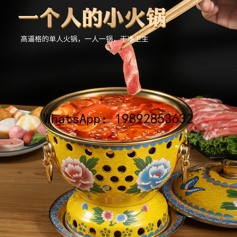 

copper hot pot commercial one person alcohol small fat beef hot pot sharing dinner purple copper hot pot enamel