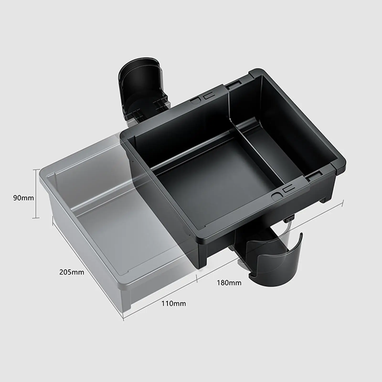 Caja de almacenamiento para reposabrazos de coche, portavasos telescópico, fácil instalación, bandeja organizadora de almacenamiento para coche, ajustable para teléfonos Snack