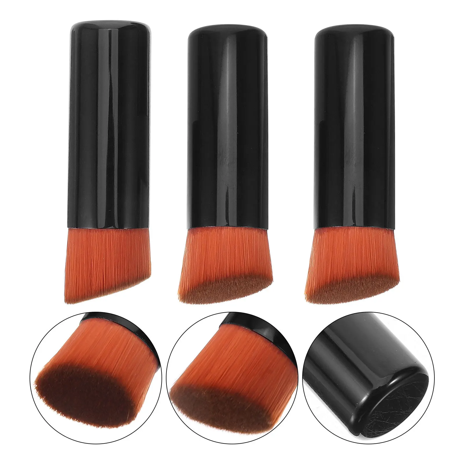 Set di pennelli per trucco da 3 pezzi Pennello per fondotinta in polvere Setole morbide Pennelli per sfumare da viaggio portatili Fard per il trucco