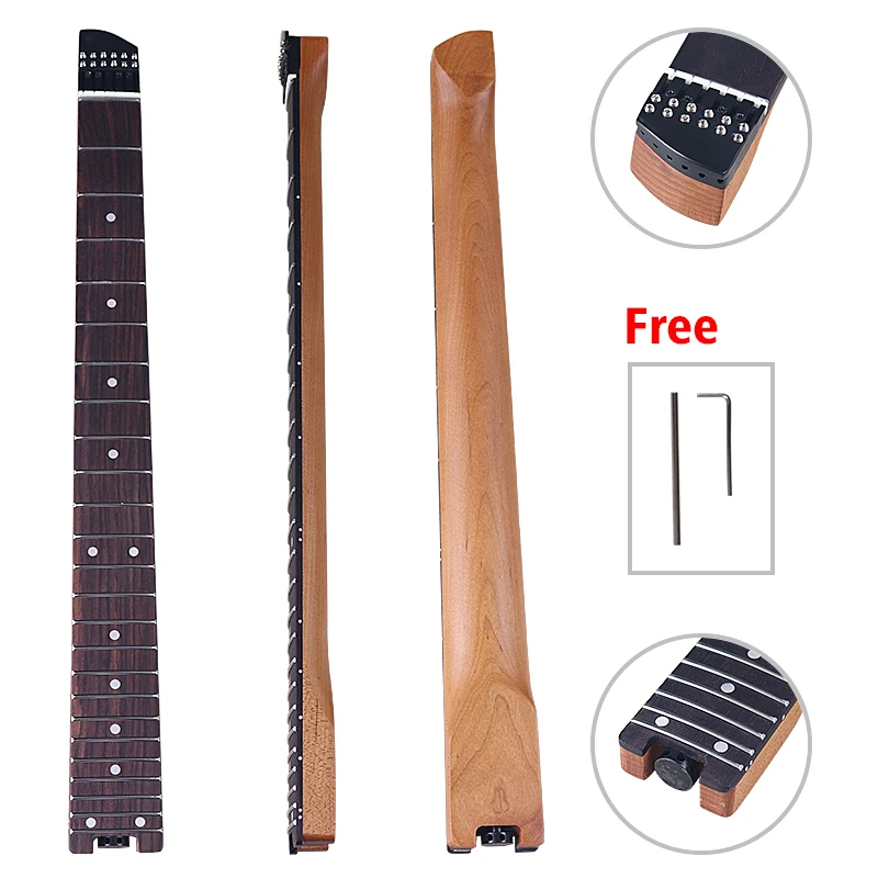 

Electic Guitar Neck Headless Roasted Canada Maple 24 Frets 5.6cm Width Rosewood Fingerboard For 6 String Travel Guitars