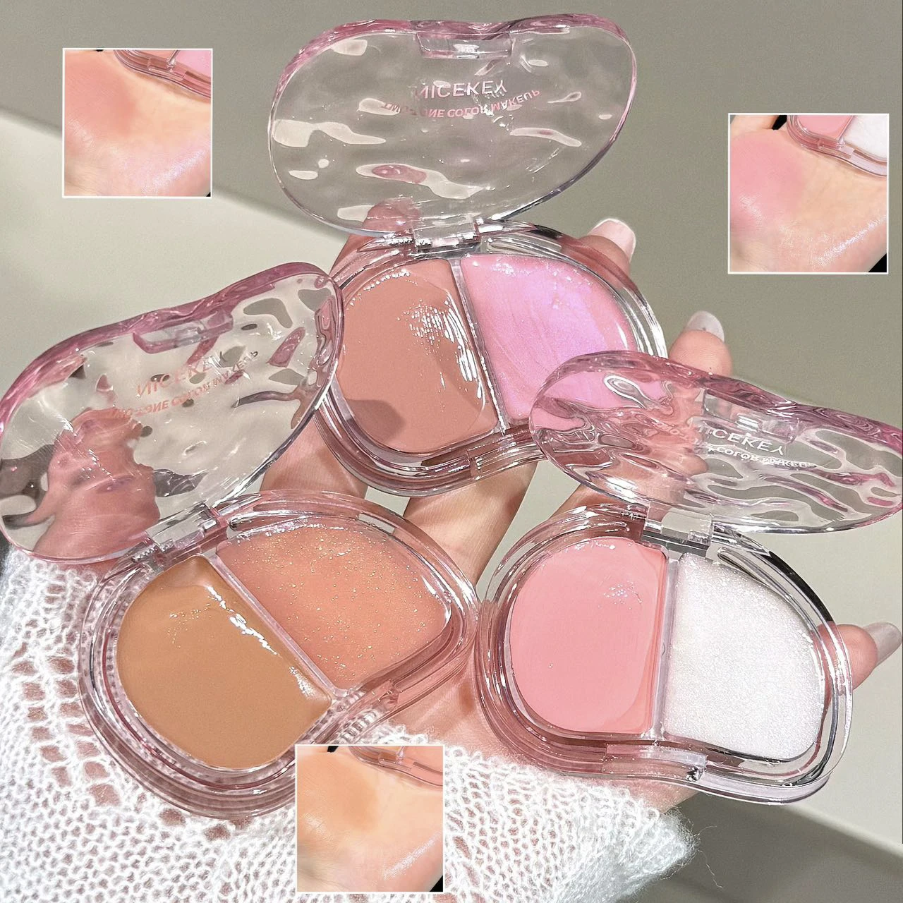 Face Blush Hydrating Shimmer Cream Nude Makeup Natural Smudge Blush Palette Cheek Tint Highlighter Contouring Blusher Cosmetics