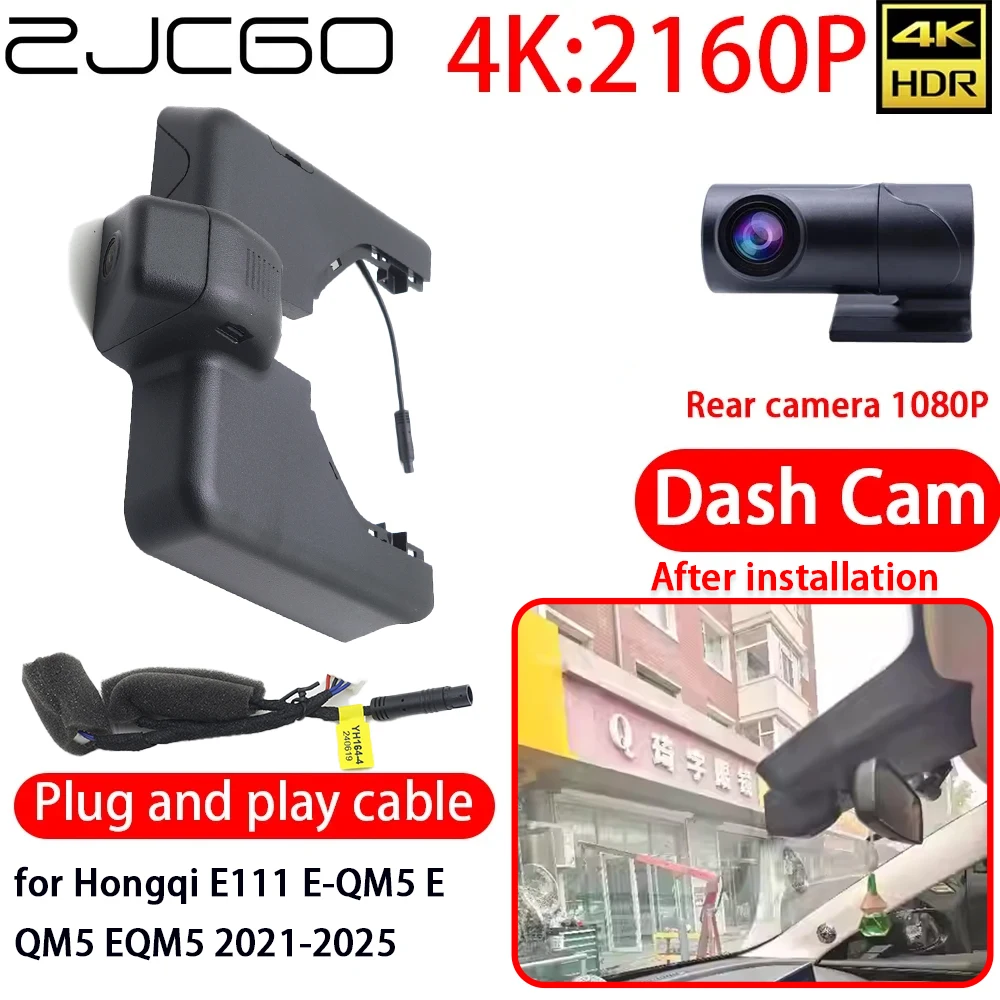

ZJCGO 4K DVR Dash Cam Wifi Front Rear Sony Lens Car Camera 24h Monitor Video Recorder for Hongqi E111 E-QM5 E QM5 EQM5 2021-2025