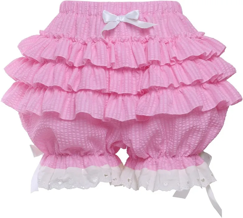 Lolita Pants Cute Strap Bow-Knotted Lace Flowered Shorts Puff Pants for Women's Wear - view 6