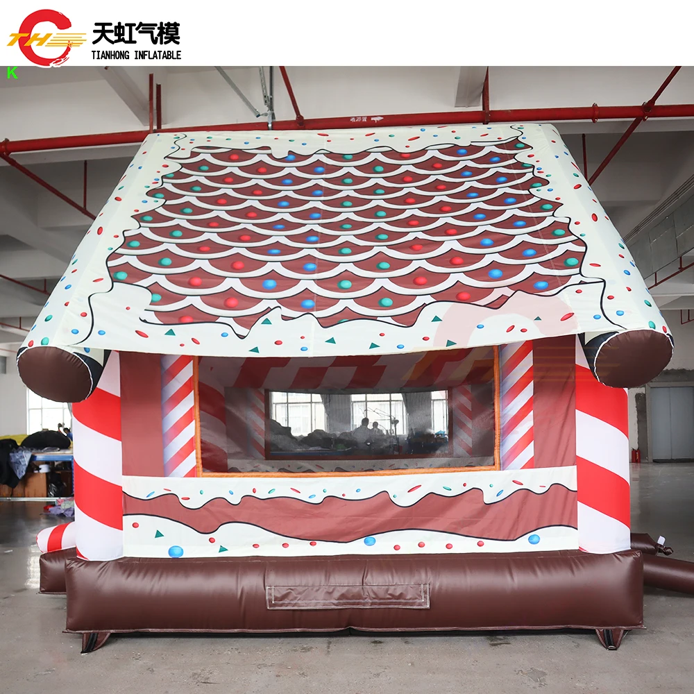 Envío rápido, casa inflable de rebote navideña de 4x3m para niños, bóveda inflable con tobogán de salto navideño con soplador a la venta