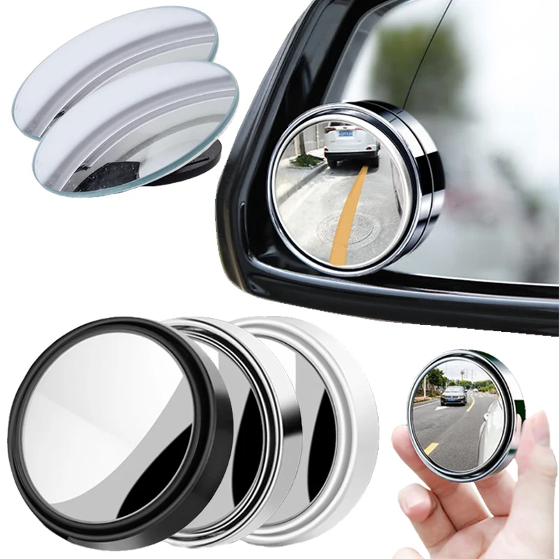 

2Pcs 360 Degree Adjustable Round Frame Convex Blind Spot Mirror Safety Driving Wide-angle Clear Rearview Mirror Auto Accessories