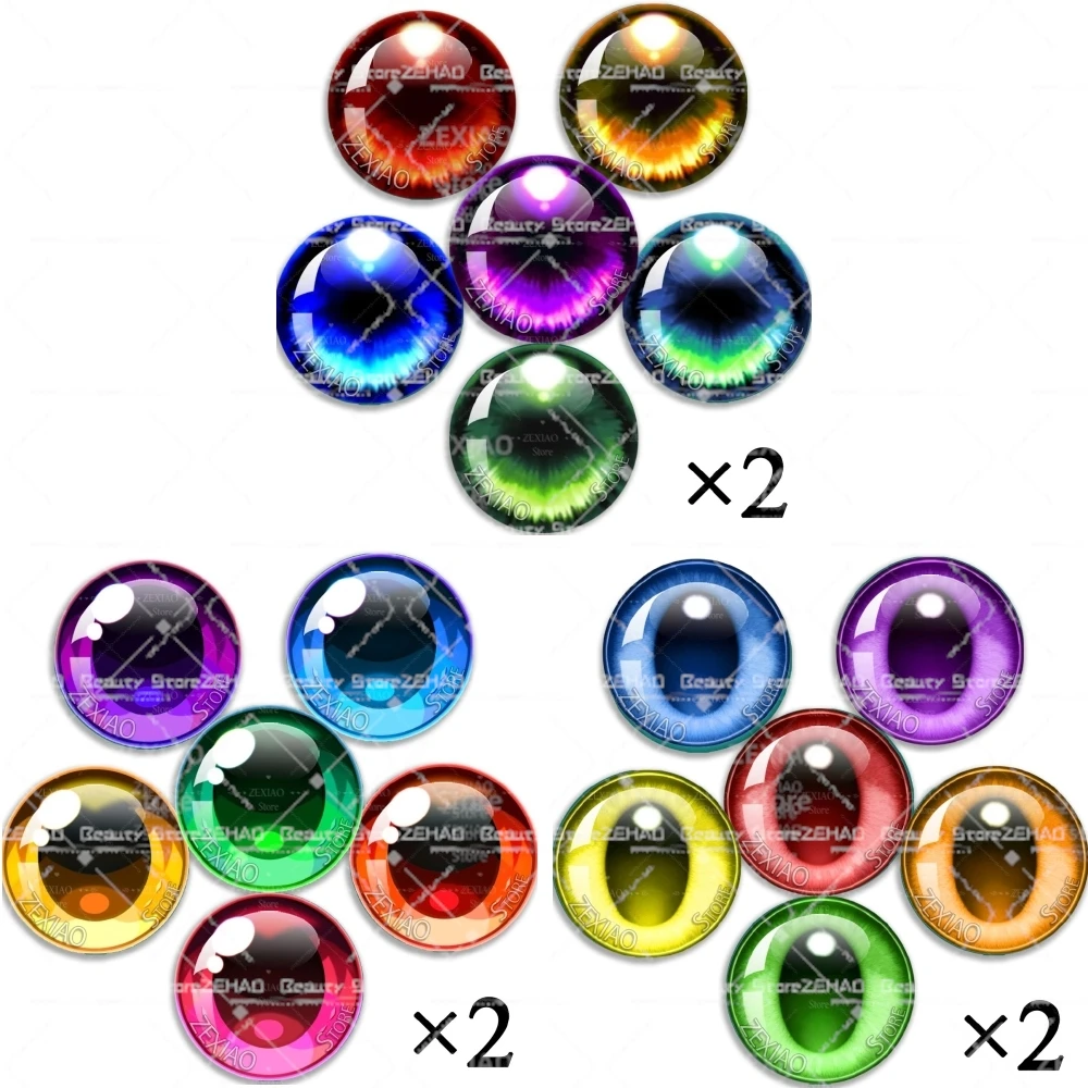 12Pcs/Bag 10MM-40MM Blythe Doll Eye Chips Colorful Pupil Eyes Chips 14mm Thin Pupil Eyes Accessories Eyes Chips Gift MS002