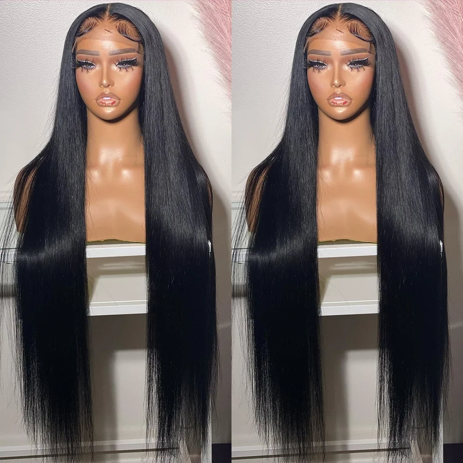 34 36 Inch Glueless Lace Front Wig Brazilian Straight Human Hair Wigs For Women Pre Plucked 250 Density 5x5 HD Closure Lace Wig