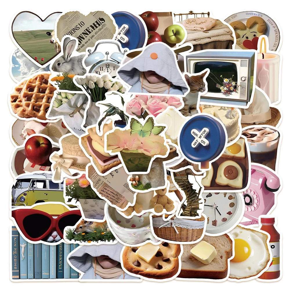 10/30/50pcs Cute INS Style Minimalist Stickers Butter Bread Food Decals DIY Motorcycle Helmet Luggage Cartoon Graffiti Sticker