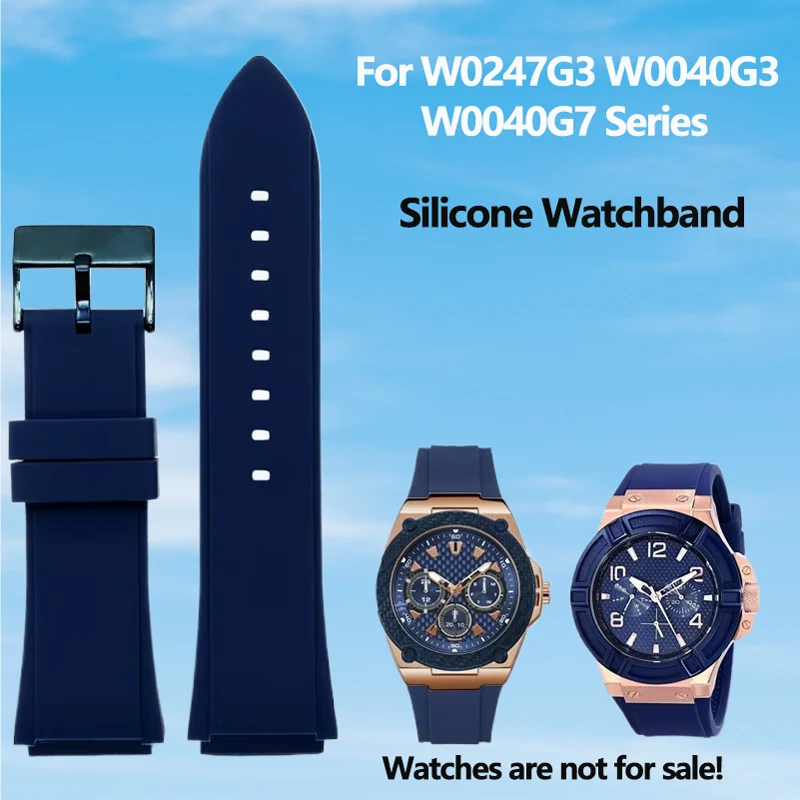 22mm Sweatproof silicone Watchband for GUESS watch U0247G3 W1058G2 W0040G3 blue black high-quality rubber  strap men's Bracelet