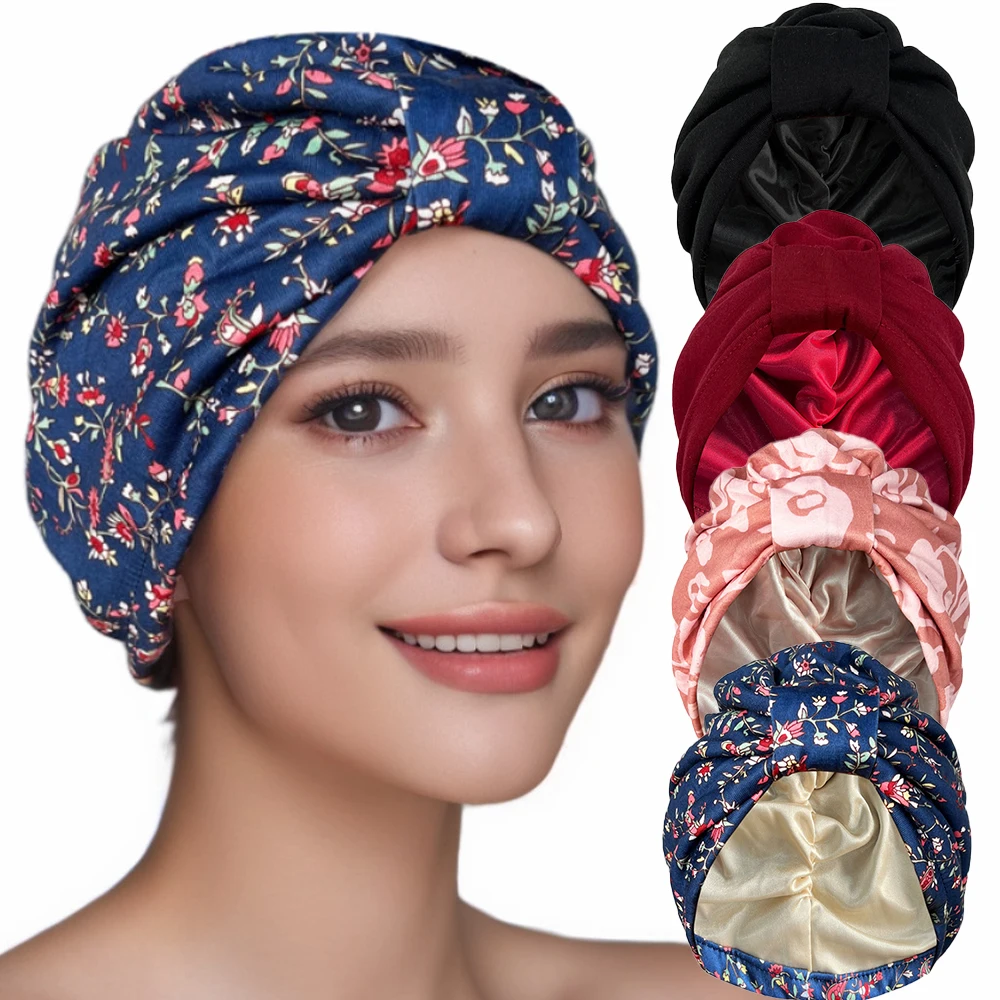 Women Cotton Bonnet Turban Fashion Decorative Hat Soft and luxurious Head Wrap Cap