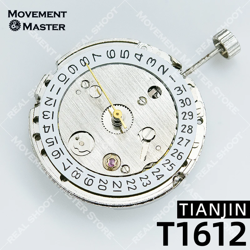 China Tianjin T1612 Watch Movement New Automatic Mouvement 3 Hands Watch Parts T16 Silver Mechanical Movement Date At 3:00