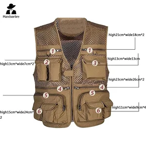 16 جيوب بالإضافة إلى 6XL للرجال الصيف في الهواء الطلق التخييم العمل الصيد صيد الصيد المشي لمسافات طويلة المشي لمسافات طويلة التسلق السفر سريع الجفاف سترة شحن مقاومة للماء أفضل 10 سترات روك رجالية مبيعا - رقم 4