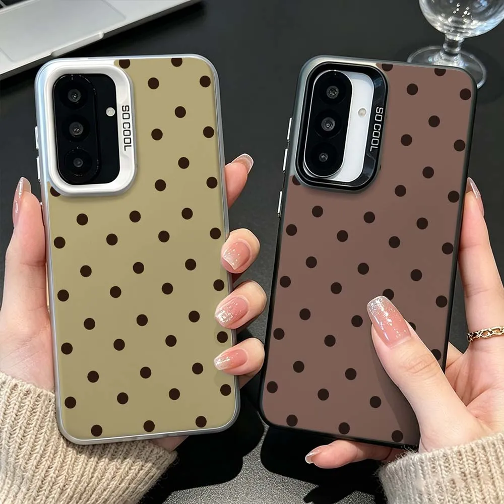 Brown Polka Dot Pattern For Samsung Galaxy A26 A25 A24 A23 A22 A21s A20s A16 A15 A14 A13 A12 A11 A06 A05 A04 A03 Phone Case
