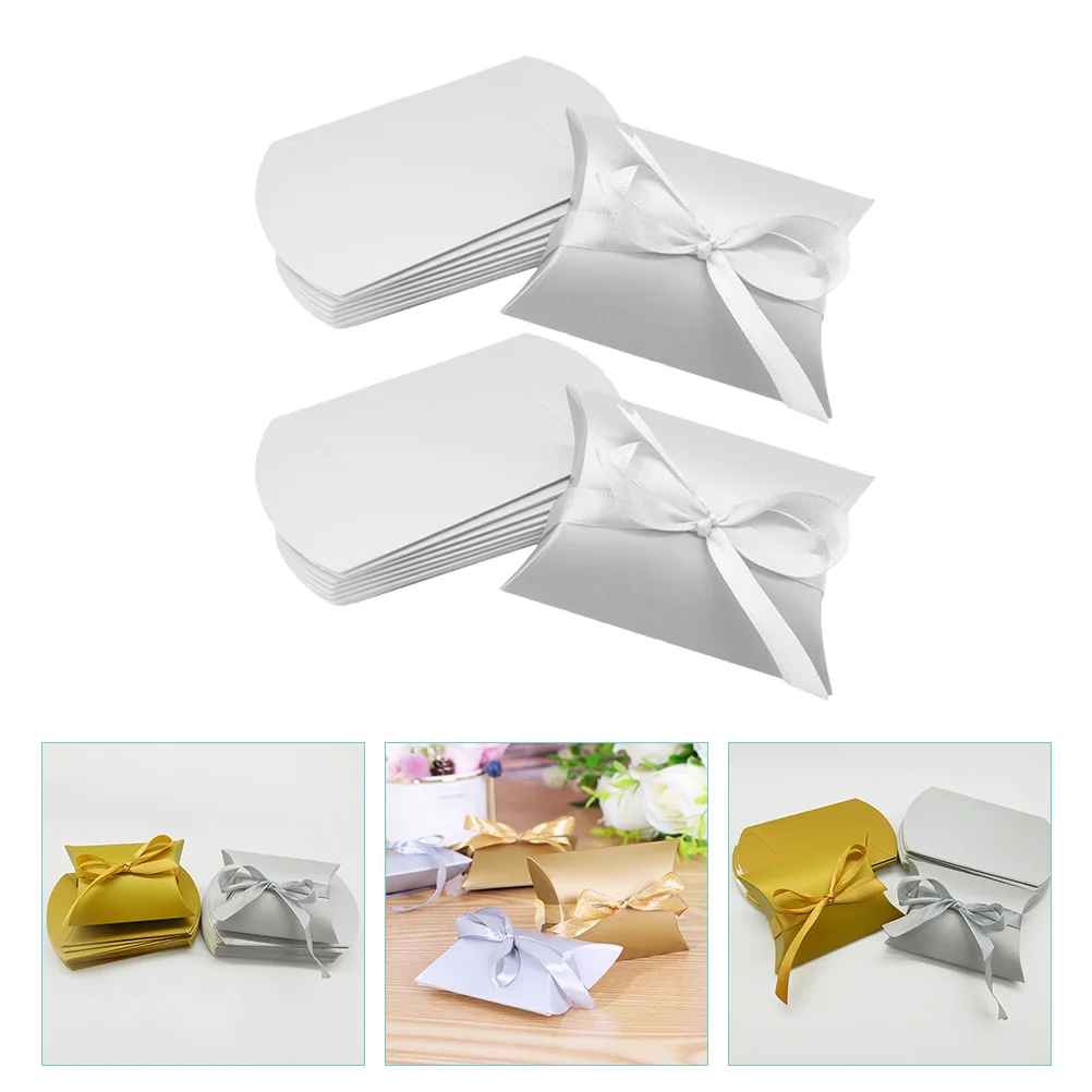

50 Pcs Wedding Candy Box Containers Packaging Small White Favor Boxes Party for Pillow