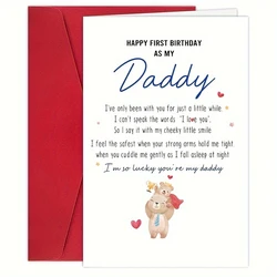 1PC Happy First Birthday As My Daddy Card, Sentimental New Dad Birthday Card, Bear Themed 1st Daddy Birthday Card from Baby,with