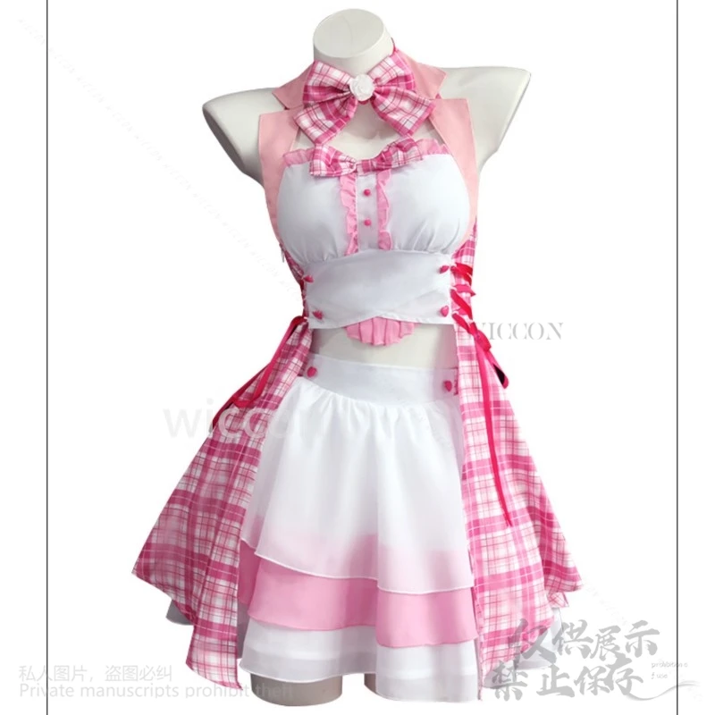 Anime Game NEKOPARA Chocola And Vanilla Cosplay Chocola Pink Idol Uniform Dress Lolita Wigs For Halloween Christmas Customized