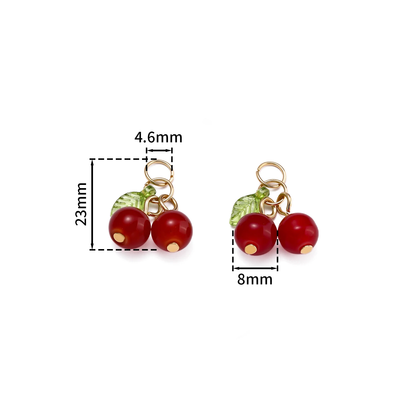 10Pcs/pack Glass 3D Red Cherry Acrylic Charms Fruit Pendants for DIY Earrings Necklaces Keychains Jewelry Making Accessories ﻿