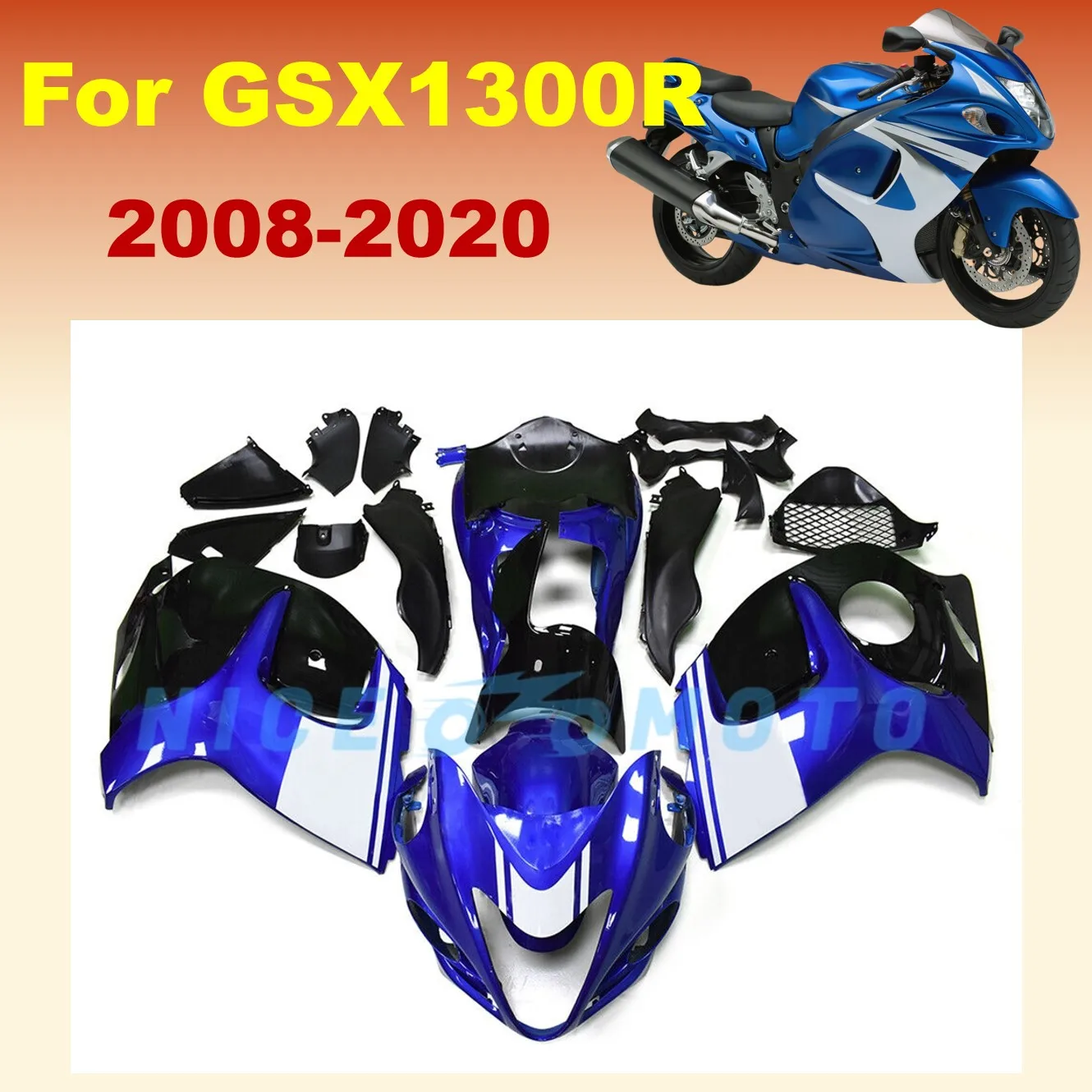 For Suzuki GSXR1300 2008-2020 2019 Hayabusa GSX-1300R 09 10 12 13 15 16 18 Blue Bodywork Set Injection ABS Plastic Fairing Kit