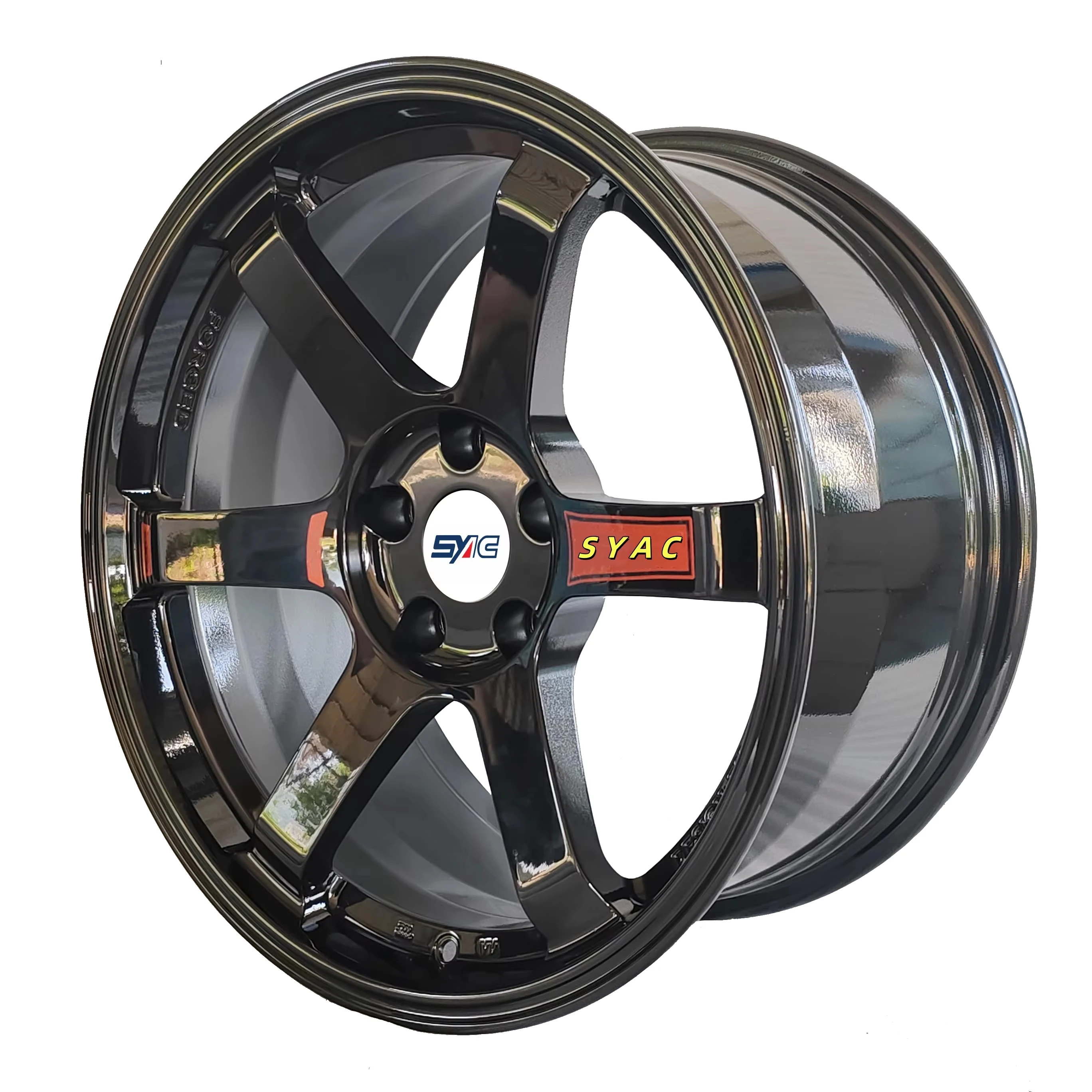 SYAC Customized Forged Rims TE37 Style R18x9j/R18x10j Front And Rear Wheels PCD5x114.3 Gloss Black 6061-T6 Aluminum Alloy Wheels