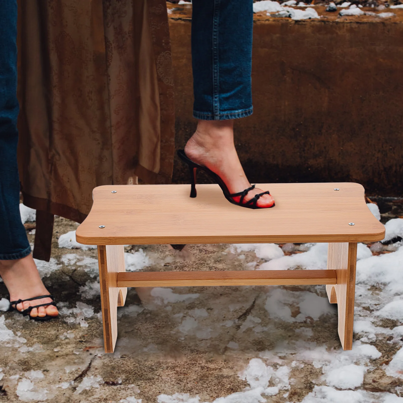 Small Foot Stool Rest Footstool Step for Adults Multifunction under Desk Wooden Office