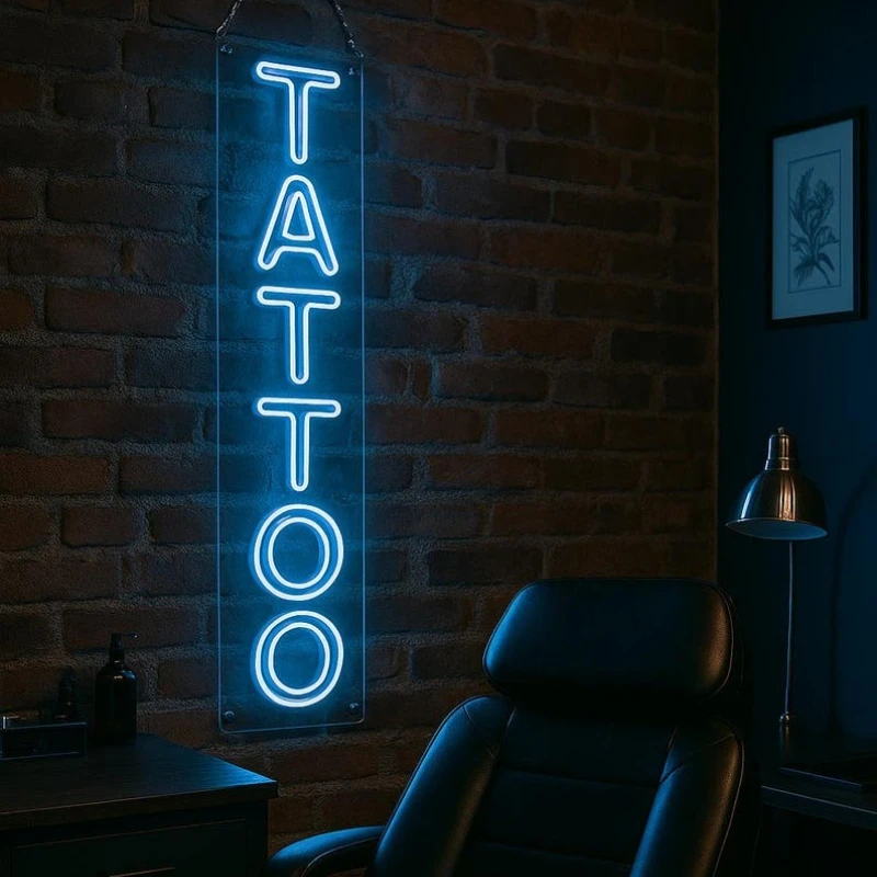 TATTOO Neon Sign for Tattoo Salon Studio LED Wall Art Decor for Business Stores Logo Window Display Man Cave Garage Bedroom