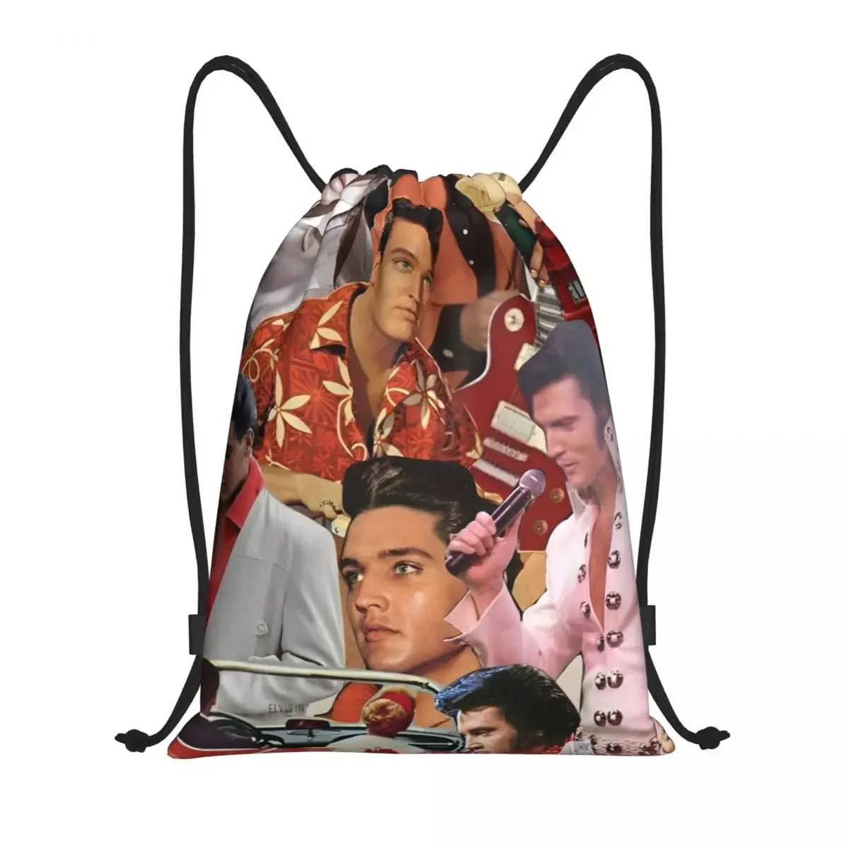 E-Elvis Presley Drawstring Backpack Sports Gym Sackpack String Bags for Working Out