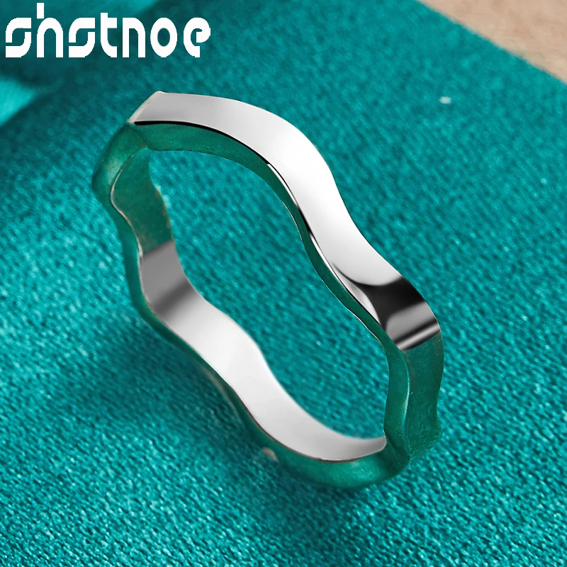 

SHSTONE Europe 925 Sterling Silver rings Fashion Charm Wave Ring For Women Men Bridal Wedding Engagement Party Birthday Jewelry