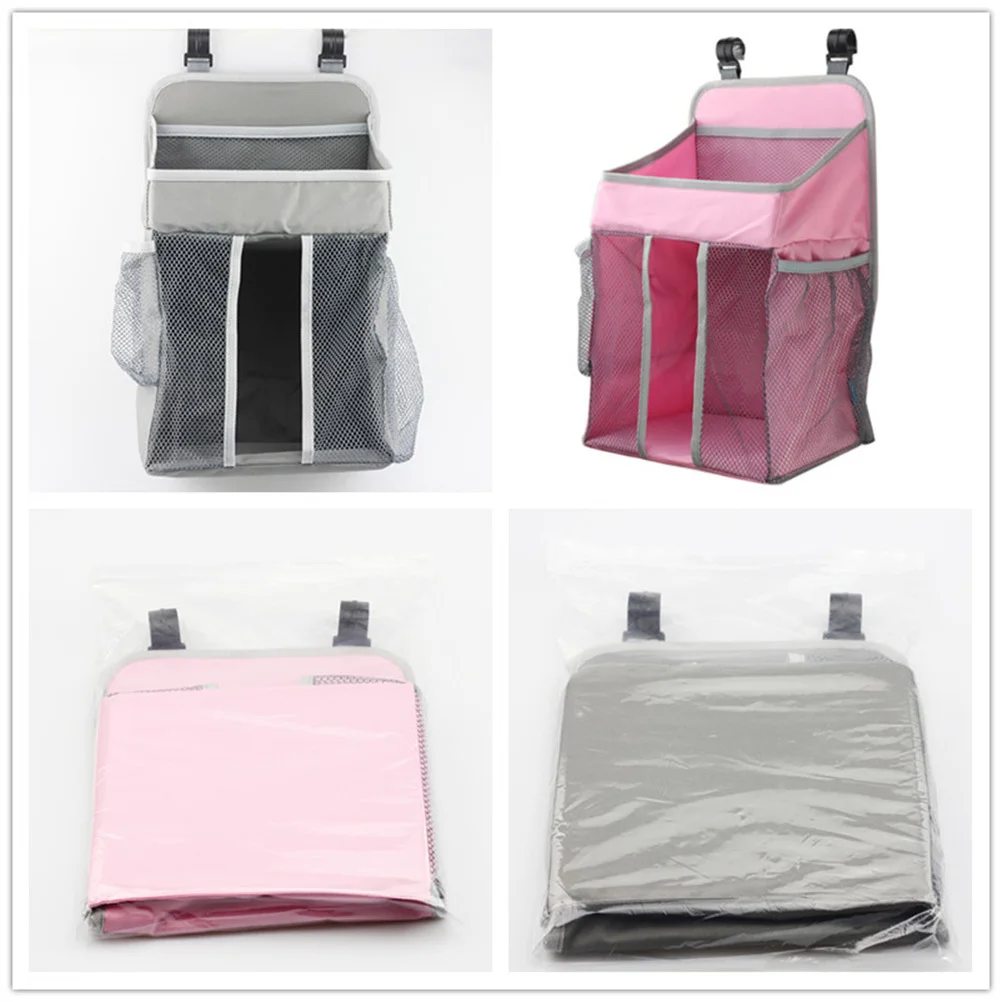 حقيبة تنظيم لسرير الأطفال المعلقة، مادة قابلة للتنفس شديدة التحمل، 5 كجم، تخزين الحفاضات الرمادية بجانب السرير، عربة الأطفال #5
