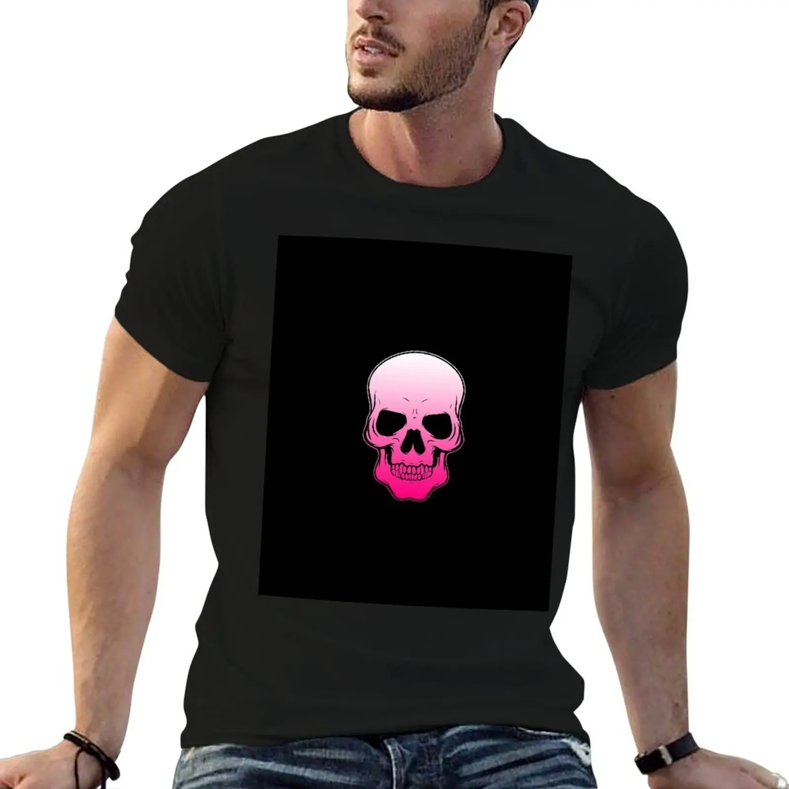Pink skull T-Shirt Plus Size Simple Casual Top