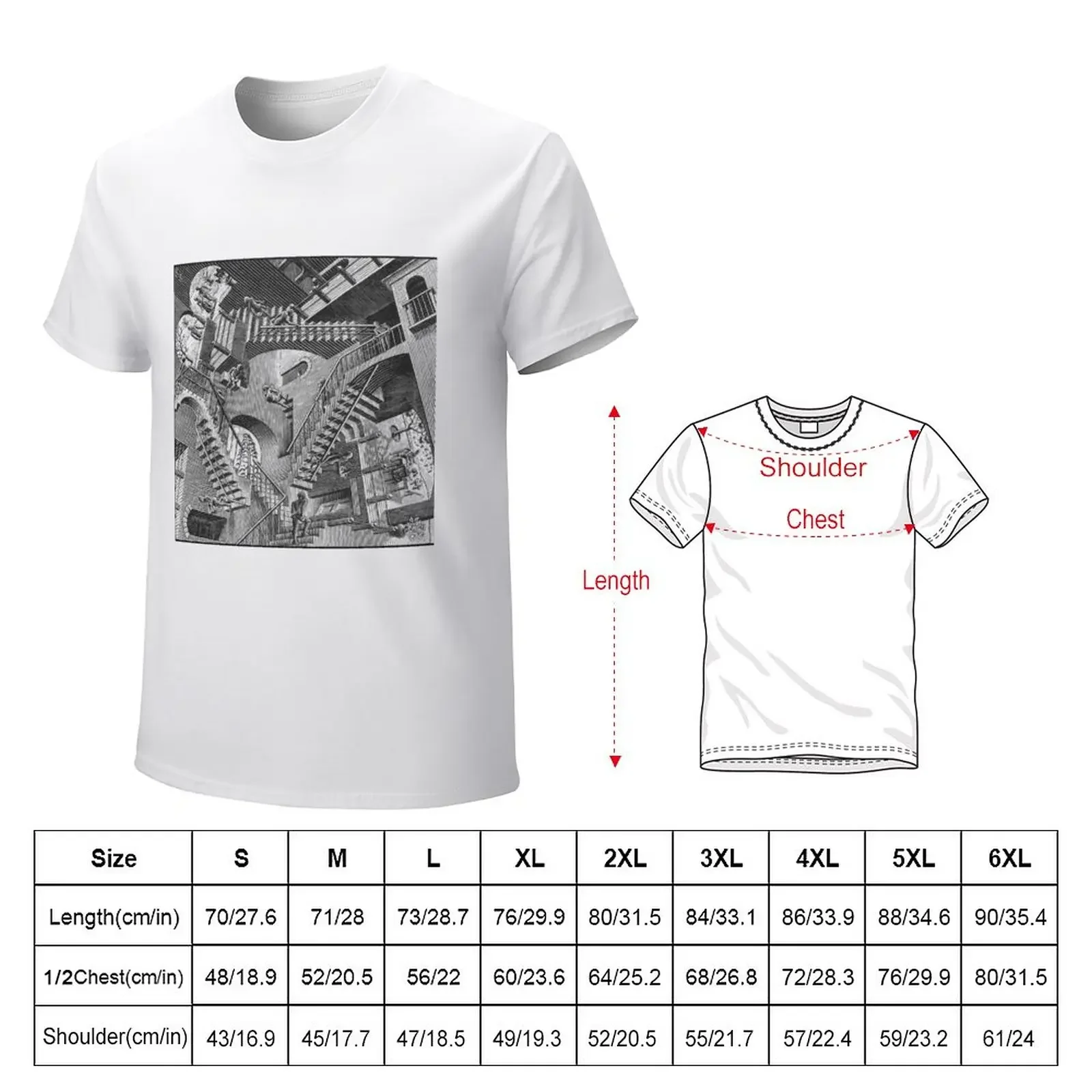 Escher relativity geometry geometric stairs mathematic T-Shirt anime Short sleeve tee summer top mens graphic t-shirts hip hop