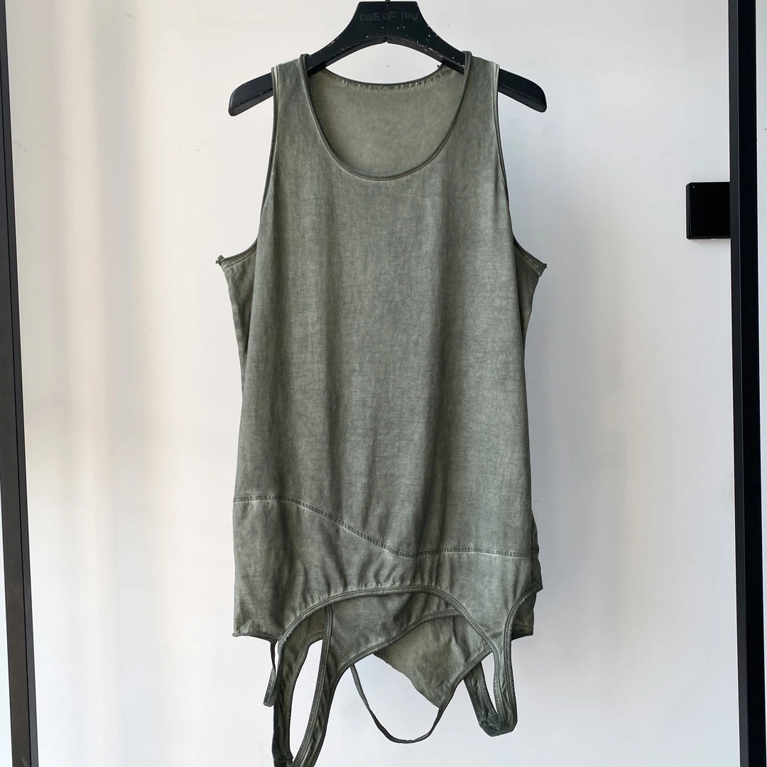 

Асимметричный жилет с круглым вырезом и эффектом потертости, молодежный, модный, летний, повседневный, без рукавов, не BBS CCP