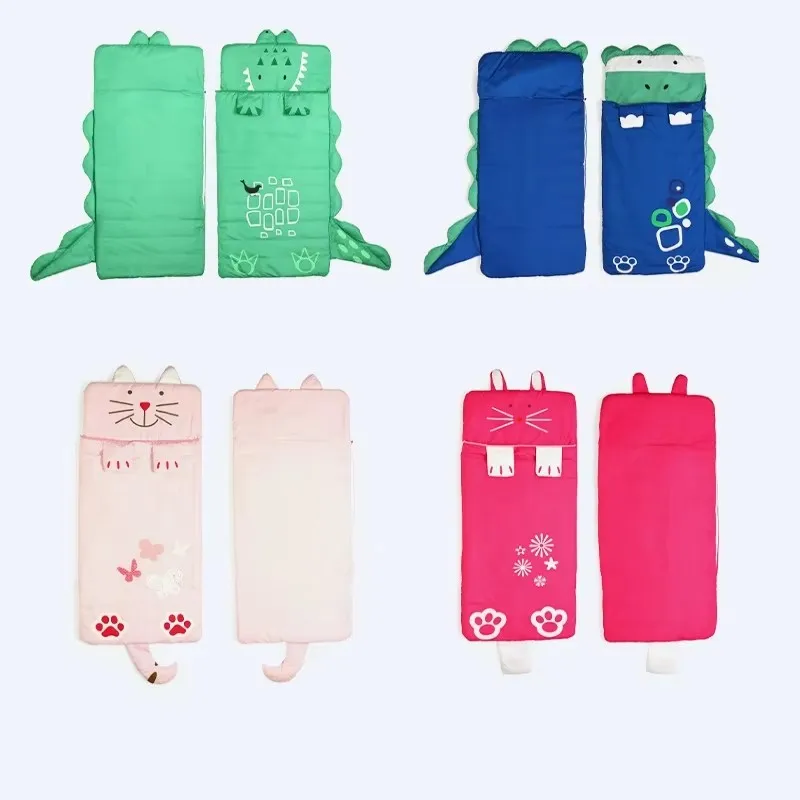 الطفل الصغير النوم المعزي حقيبة مريحة الاطفال المضادة للركلة الكرتون الوردي القط التفاف بطانية مع البريدي قابل للغسل المحمولة 60*140 سنتيمتر #2
