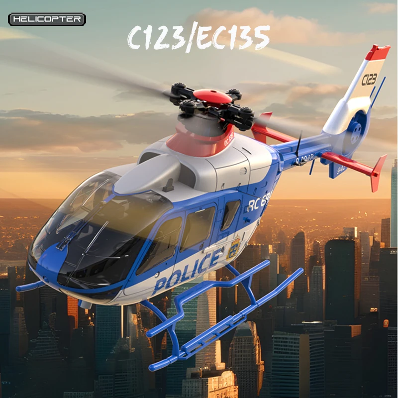 New C123 RC 6CH Double Brushless Direct Drive Single Paddle Aileron Free Helicopter model 3D Optical Flow EC135 Adult Boy Toy