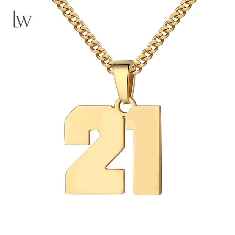 

Custom Number Necklaces 0-99 for Men Personalized Necklaces Initial Number Pendant Stainless Steel Chain Sports Necklaces