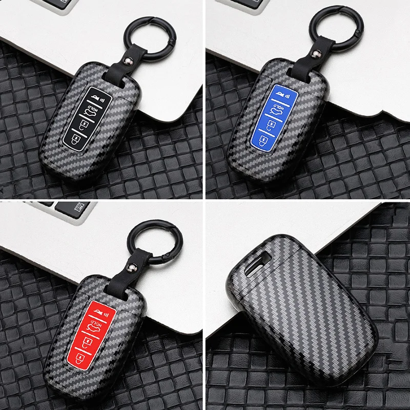 4 Buttons Carbon Fiber Smart key Case For KIA Forte Sportage K2 K5 For Hyundai Genesis Coupe Sonata ix35 Car key Fob shell Cover