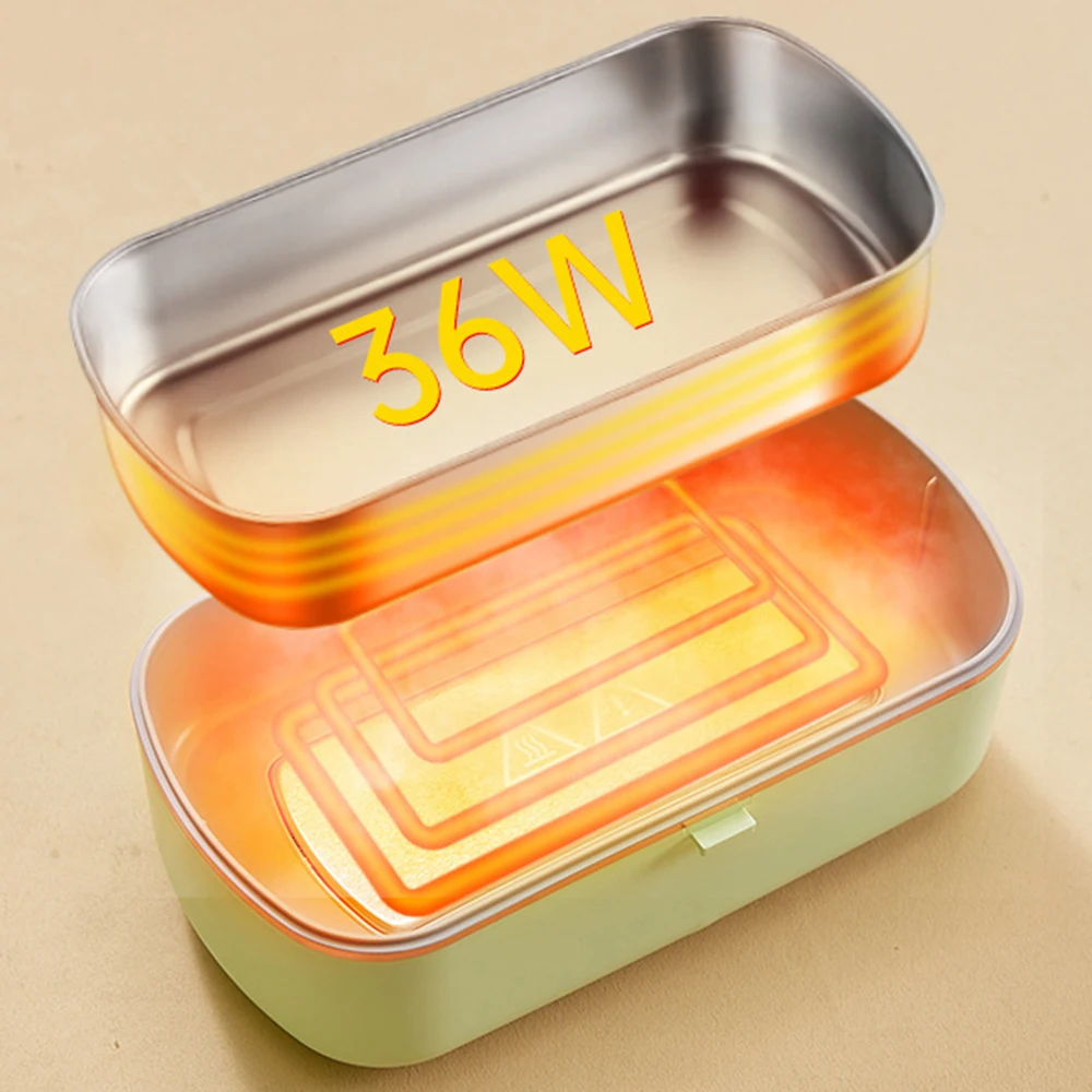 Portable Thermal Lunch Boxes Electric Lunch Boxes 36W Water Free Heating Bento Box Stainless Steel Food Warmer Office