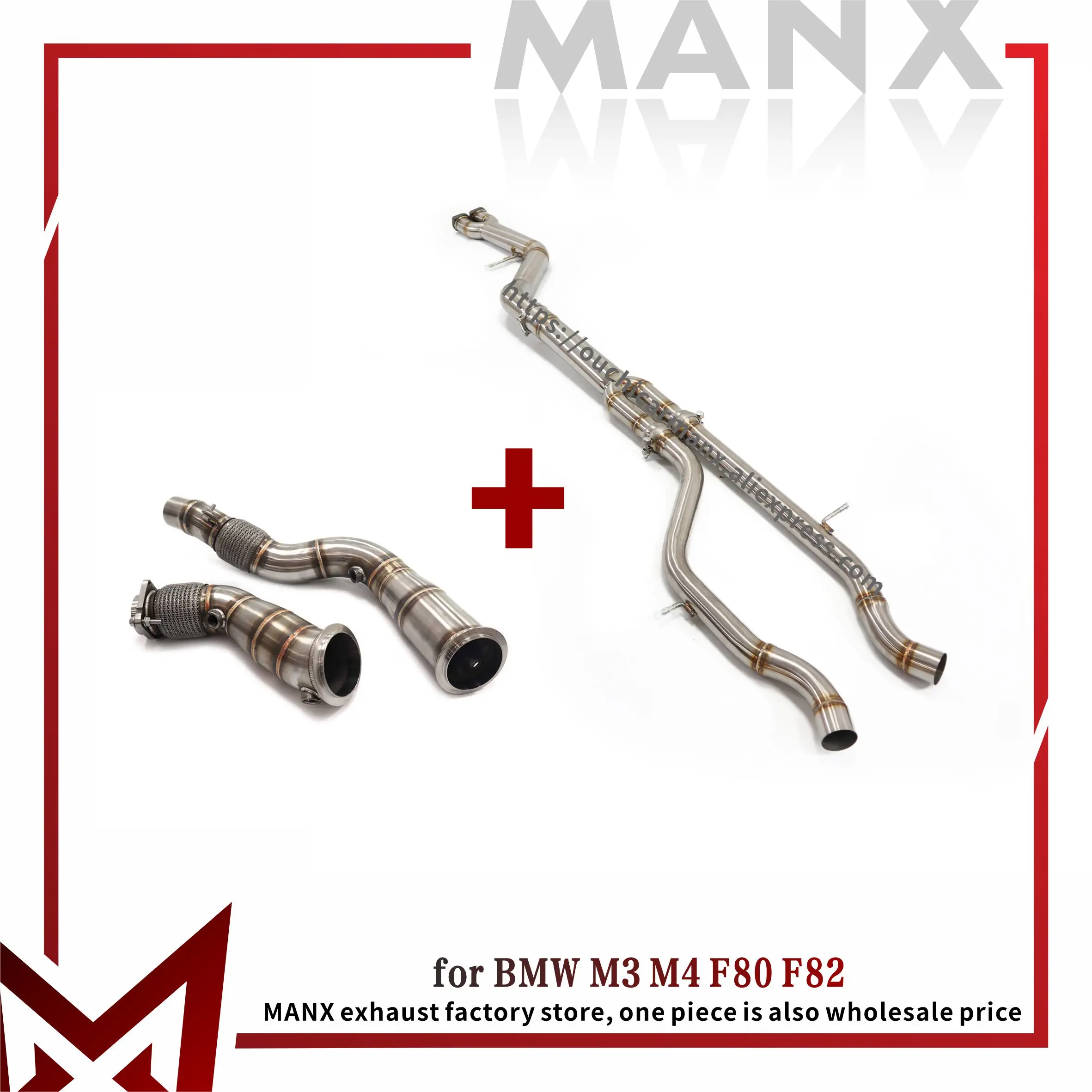 

MANX Downpipe Exhaust for BMW M3 M4 F80 F82 Middle pipe Stainless steel Direct bolt-on installation