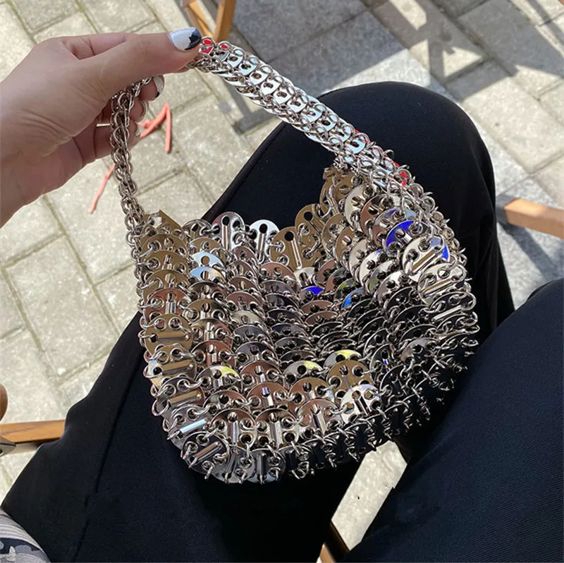 luxury Designer Handbag Metal Chain Tote Bag Hollow Evening Bag Clutch Women\'s Bag 2022 Trend Female Travel Holiday Shoulder Bag