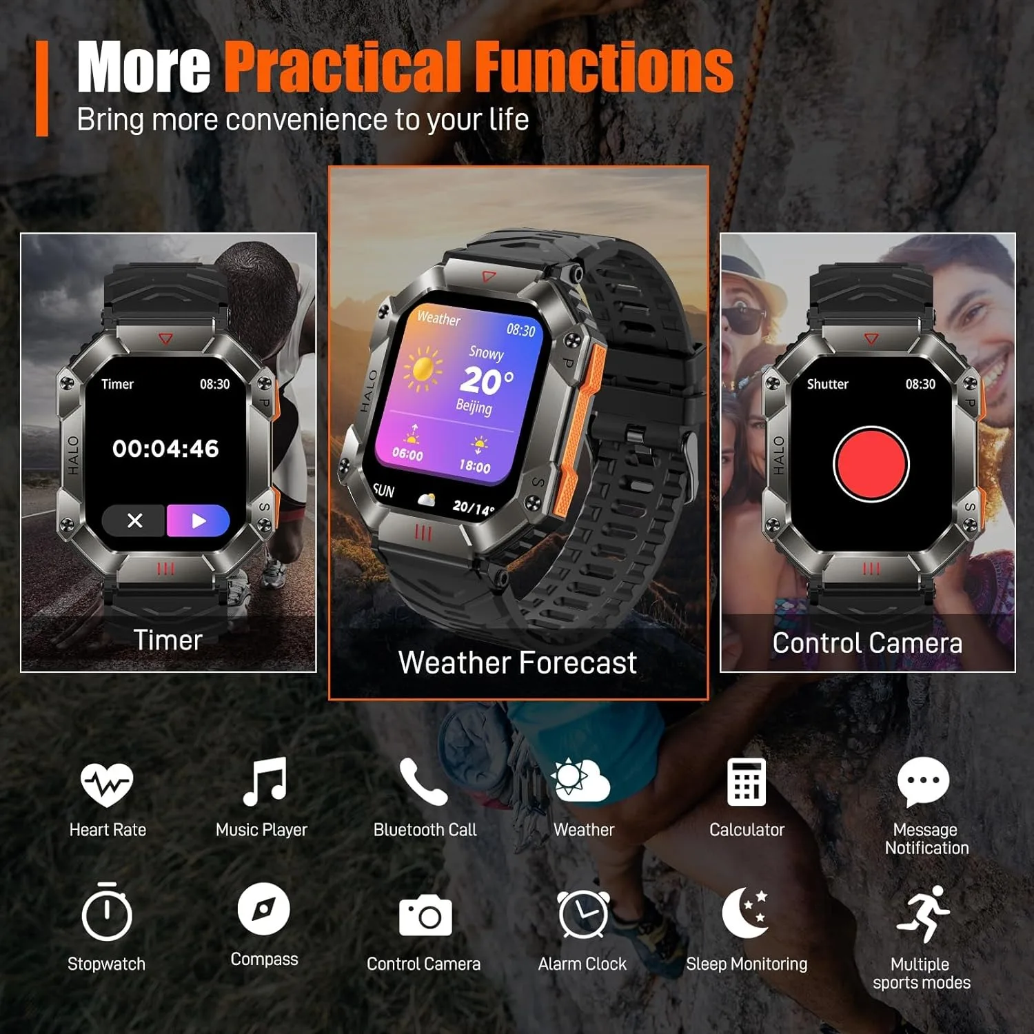 Reloj inteligente deportivo para hombre, dispositivo resistente al agua Ip68, con voz IA, Bluetooth y llamadas, para Android e IOS, 2024