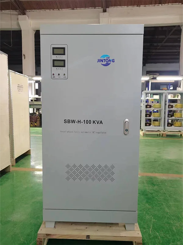 SBW 380 فولت/400 فولت ثلاث مراحل منظم جهد كهربائي أوتوماتيكي مثبتات 100 كيلو فولت أمبير