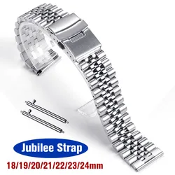 Solid Stainless Steel for Jubilee Strap for Seiko SKX007 SKX009 Metal Silver Bracelet 18 19 20 21 22 23 24mm Universal Watchband